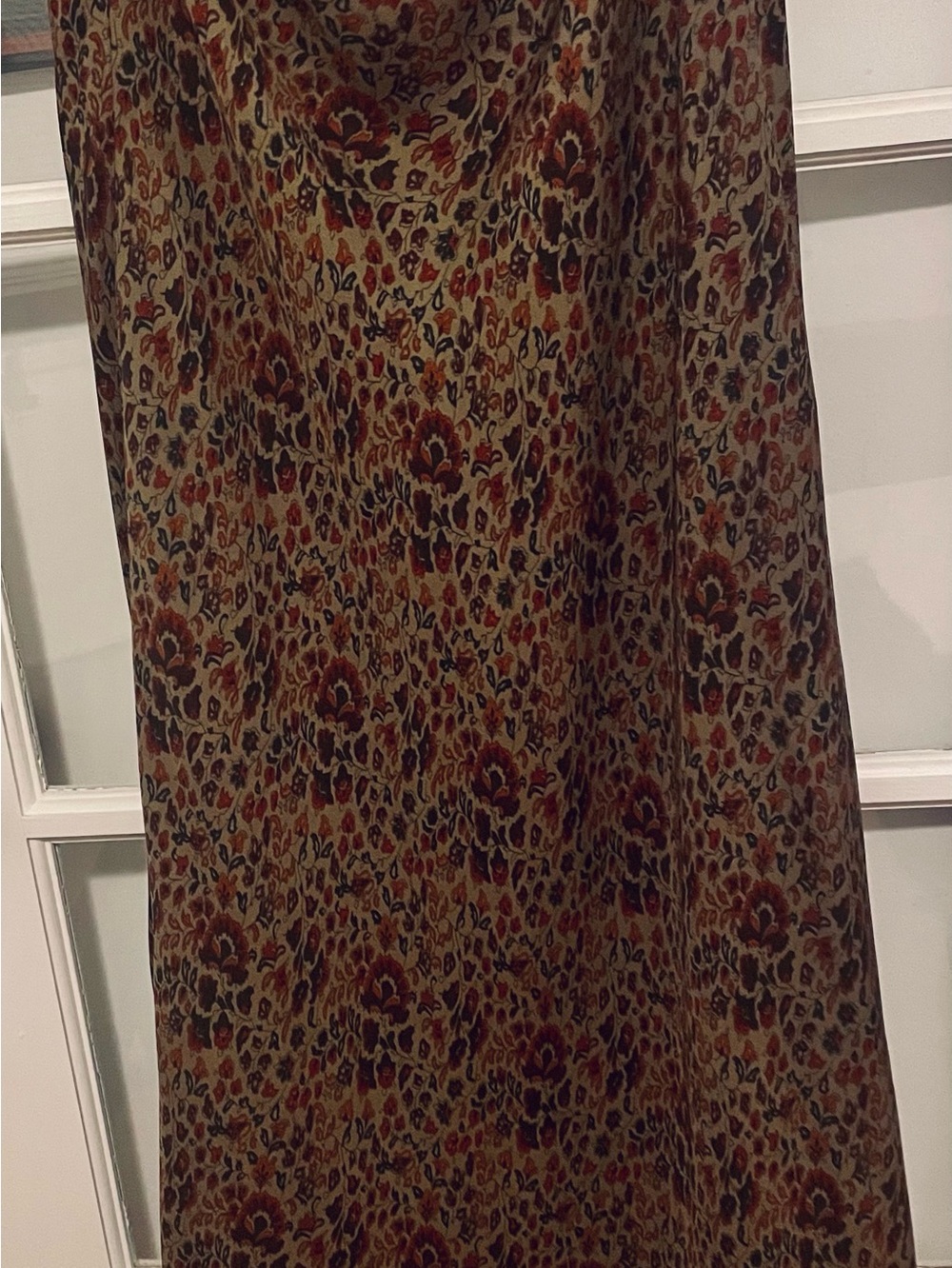 Sundance Large Maxi Silk Skirt in tan, Rust, Burgundy,dark green floral print